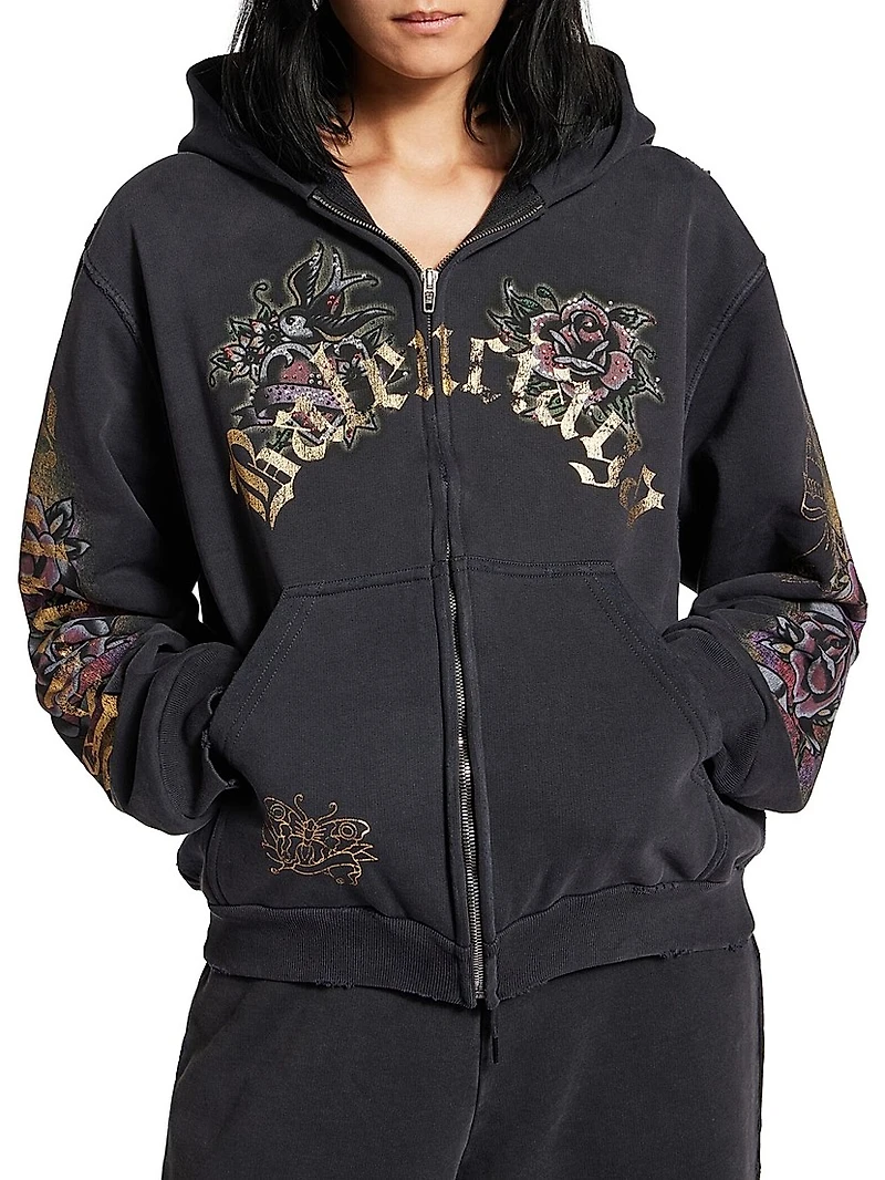 Tacky Tattoo Zip-Up Small Fit Hoodie