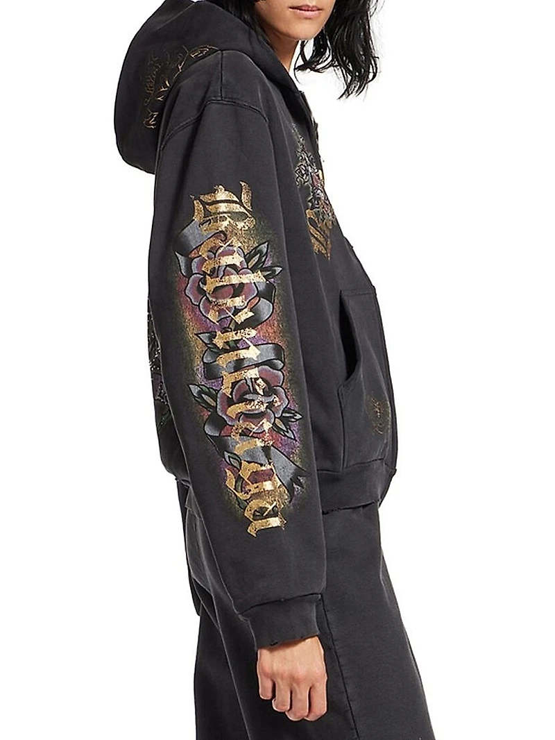 Tacky Tattoo Zip-Up Small Fit Hoodie