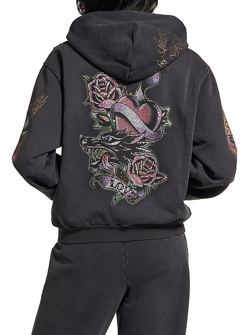 Tacky Tattoo Zip-Up Small Fit Hoodie