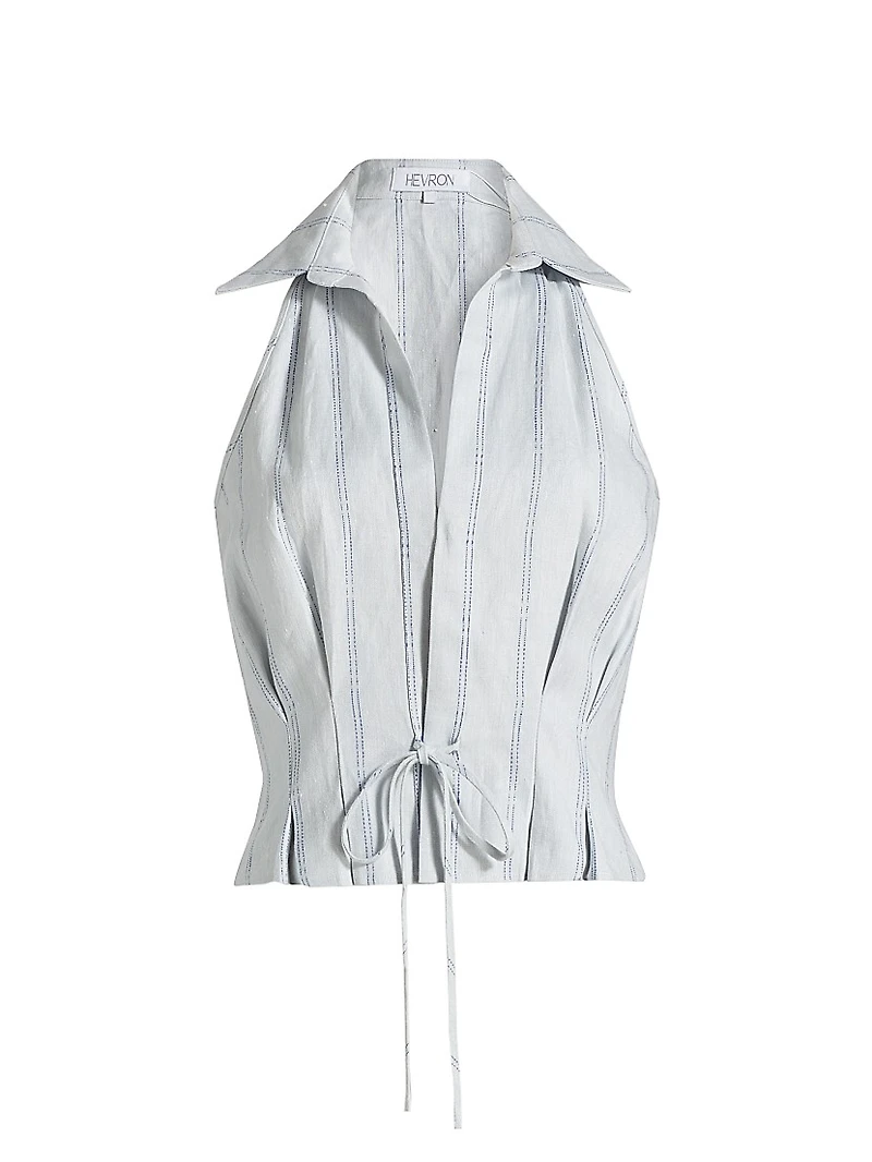 Sloan Striped Linen Vest