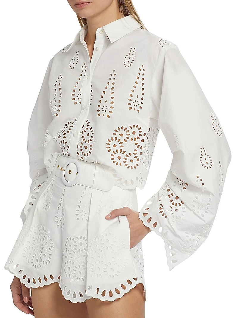 Raquel Cropped Eyelet Top