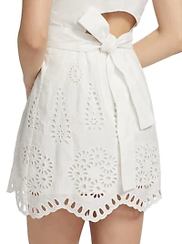 Domino Eyelet Cotton Mini-Shirtdress