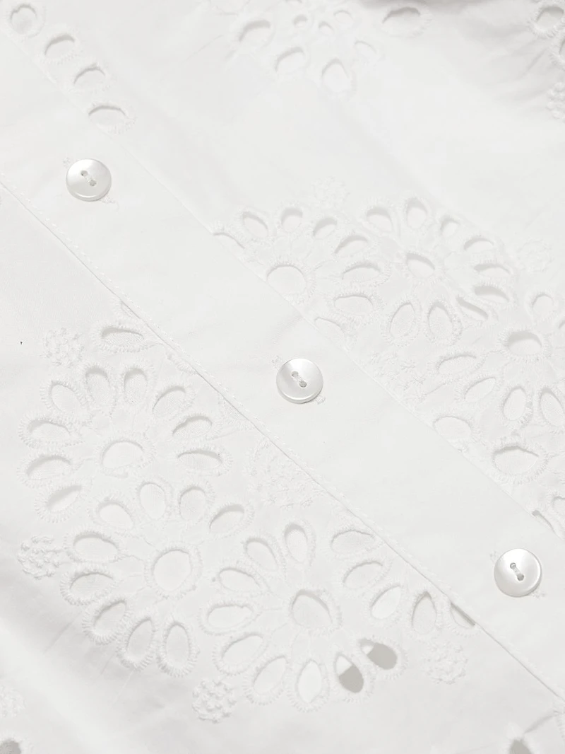 Domino Eyelet Cotton Mini-Shirtdress