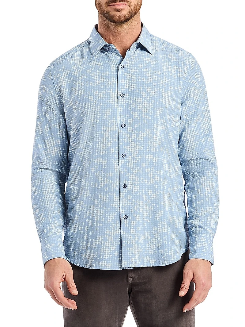 Angola Micro-Plaid Button-Front Shirt