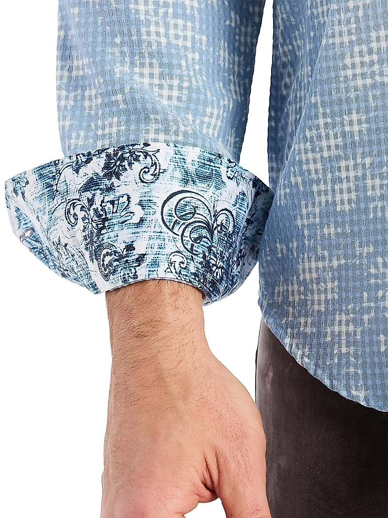 Angola Micro-Plaid Button-Front Shirt