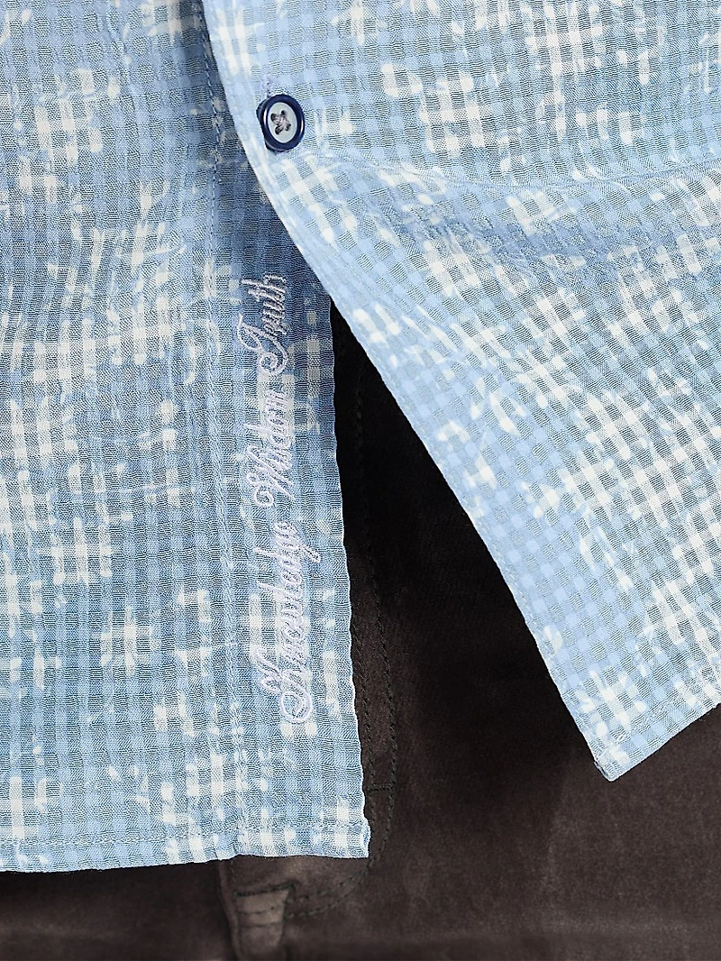 Angola Micro-Plaid Button-Front Shirt