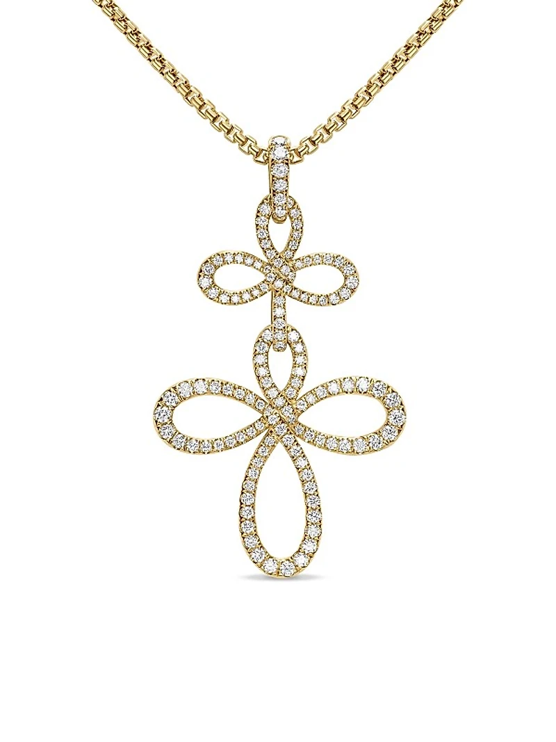 Wisteria Pendant Necklace in 18K Yellow Gold with Diamonds, 38.2MM
