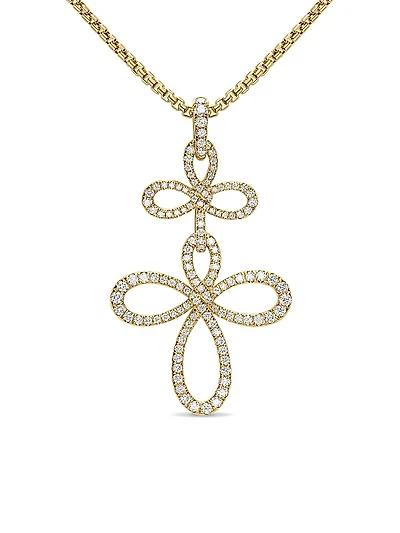 Wisteria Pendant Necklace in 18K Yellow Gold with Diamonds, 38.2MM
