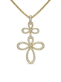 Wisteria Pendant Necklace in 18K Yellow Gold with Diamonds, 38.2MM