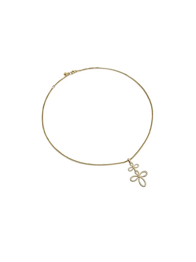 Wisteria Pendant Necklace in 18K Yellow Gold with Diamonds, 38.2MM