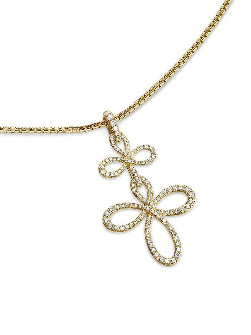 Wisteria Pendant Necklace in 18K Yellow Gold with Diamonds, 38.2MM