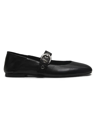 Supermoto Leather Mary Jane Flats