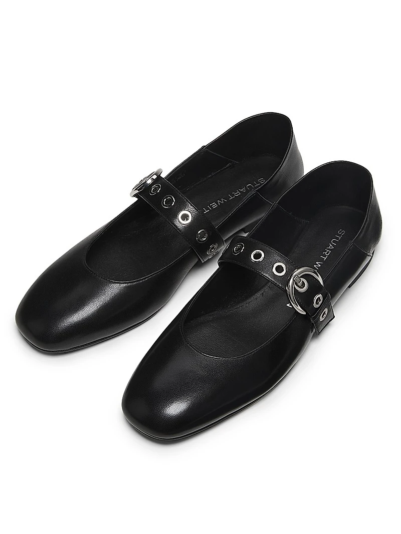 Supermoto Leather Mary Jane Flats
