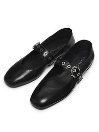 Supermoto Leather Mary Jane Flats