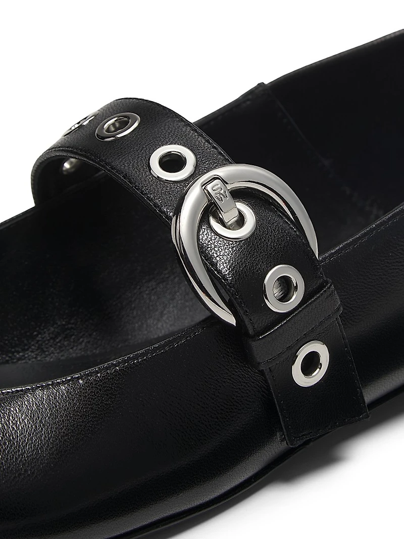 Supermoto Leather Mary Jane Flats