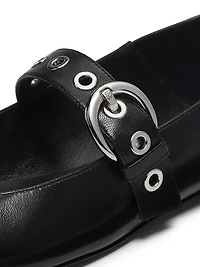 Supermoto Leather Mary Jane Flats