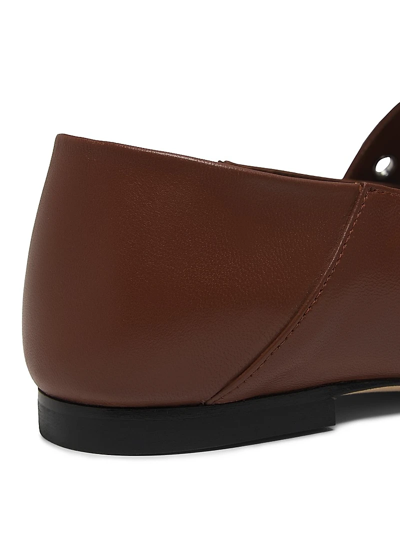 Supermoto Leather Mary Jane Flats