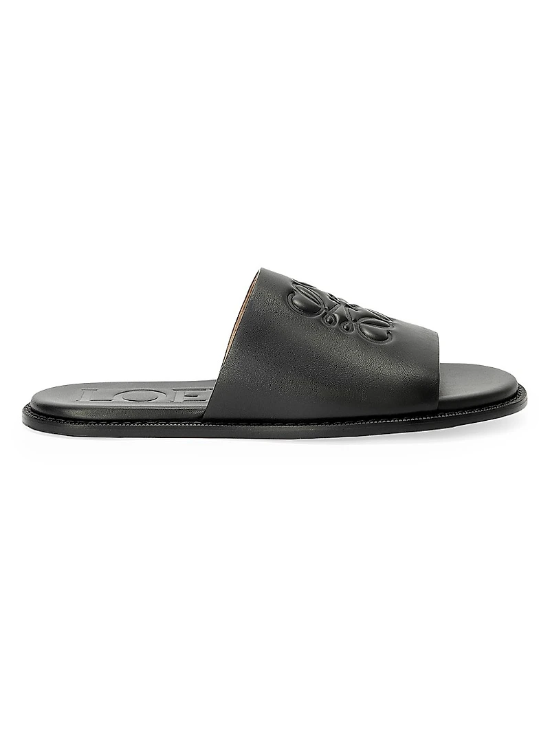 LOEWE x Paula's Ibiza Flex Anagram Leather Slide Sandals