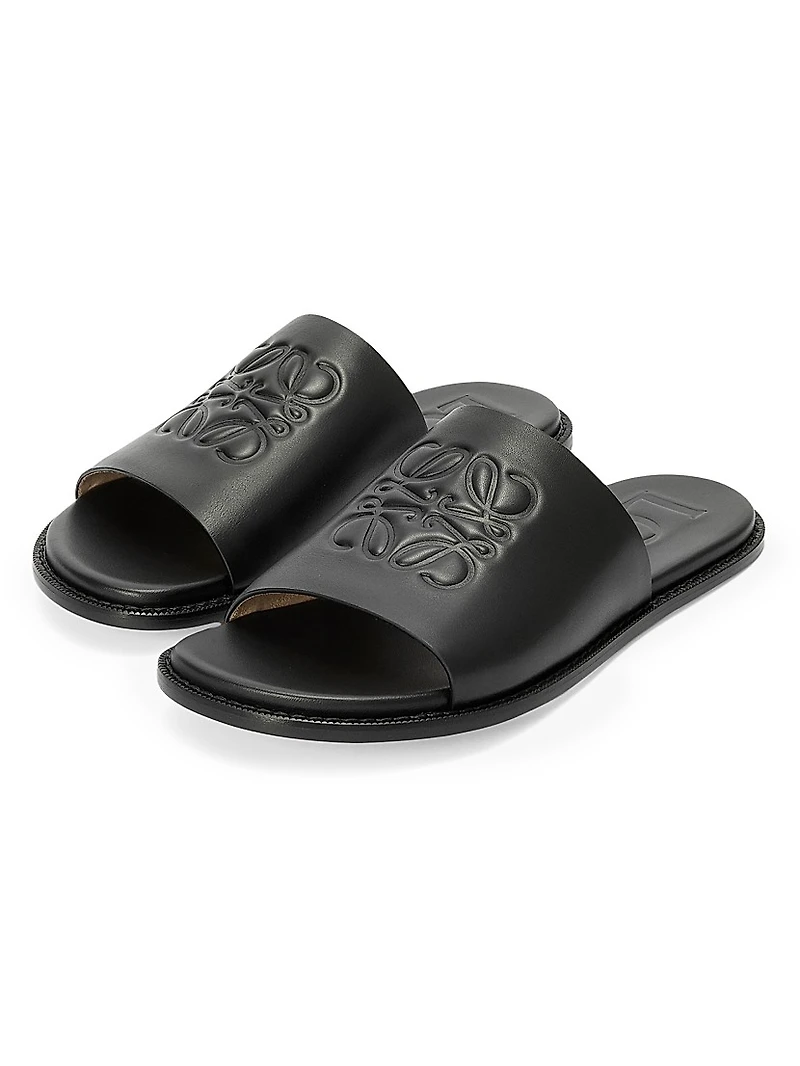 LOEWE x Paula's Ibiza Flex Anagram Leather Slide Sandals