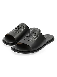 LOEWE x Paula's Ibiza Flex Anagram Leather Slide Sandals