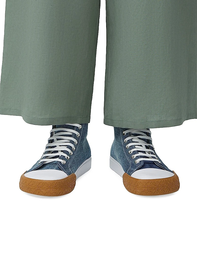 LOEWE x Paula's Ibiza Bloc Denim High Top Sneakers