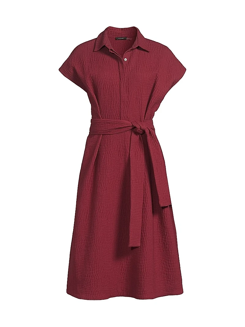 Textured Cotton Jacquard Shirt Dress