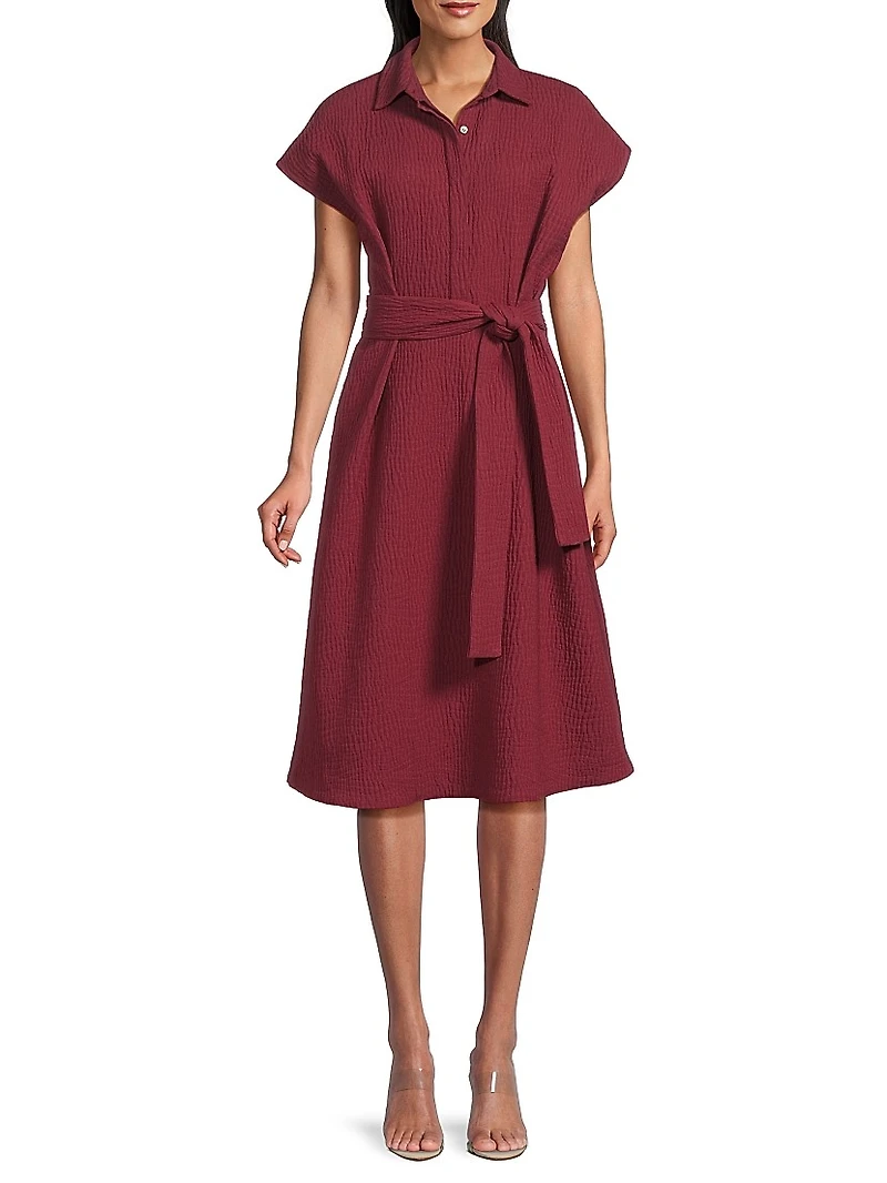 Textured Cotton Jacquard Shirt Dress