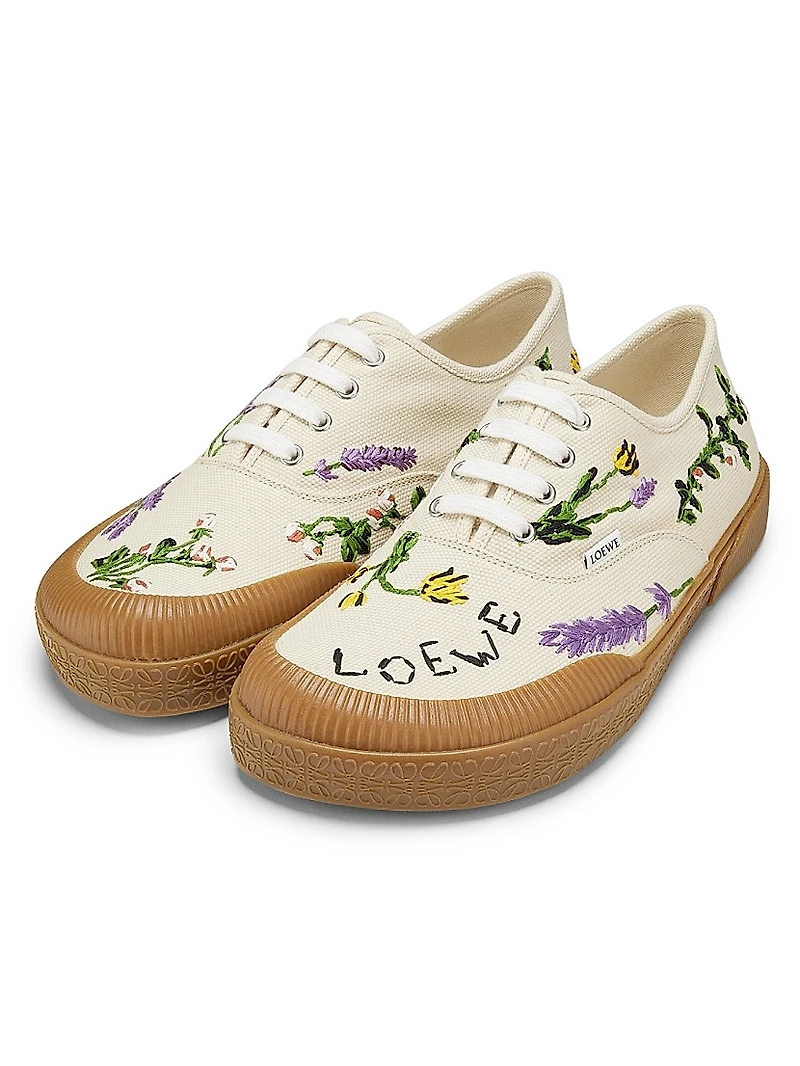 LOEWE x Paula's Ibiza Terra Vulca Floral-Embroidered Low-Top Sneakers
