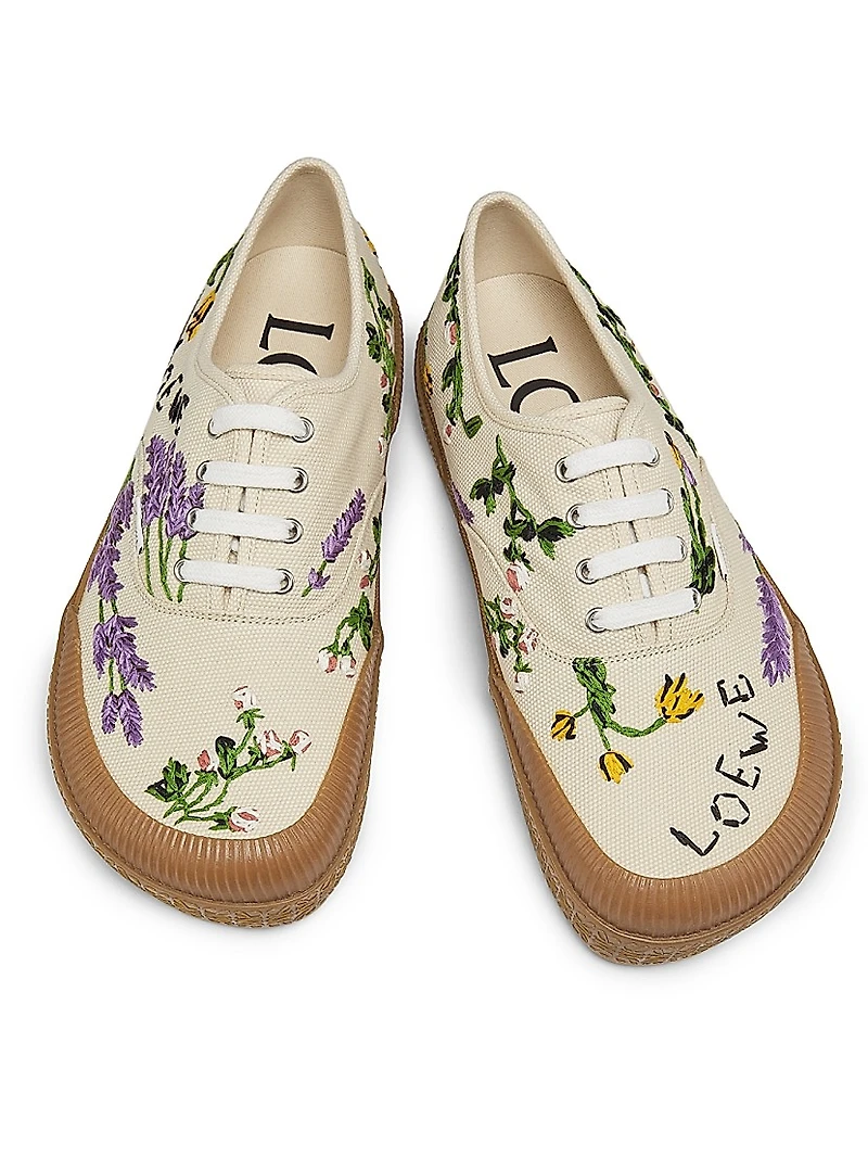 LOEWE x Paula's Ibiza Terra Vulca Floral-Embroidered Low-Top Sneakers