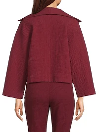 Textured Cotton Jacquard Stand Collar Jacket