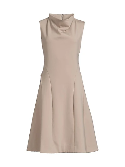 Techno Crepe Funnel Neck Dress