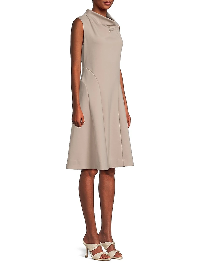 Techno Crepe Funnel Neck Dress