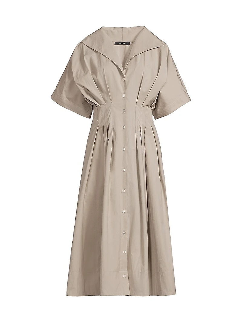 Tech Cotton Taffeta Pleat Release Dress