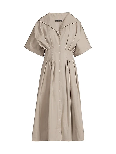 Tech Cotton Taffeta Pleat Release Dress