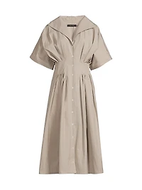 Tech Cotton Taffeta Pleat Release Dress