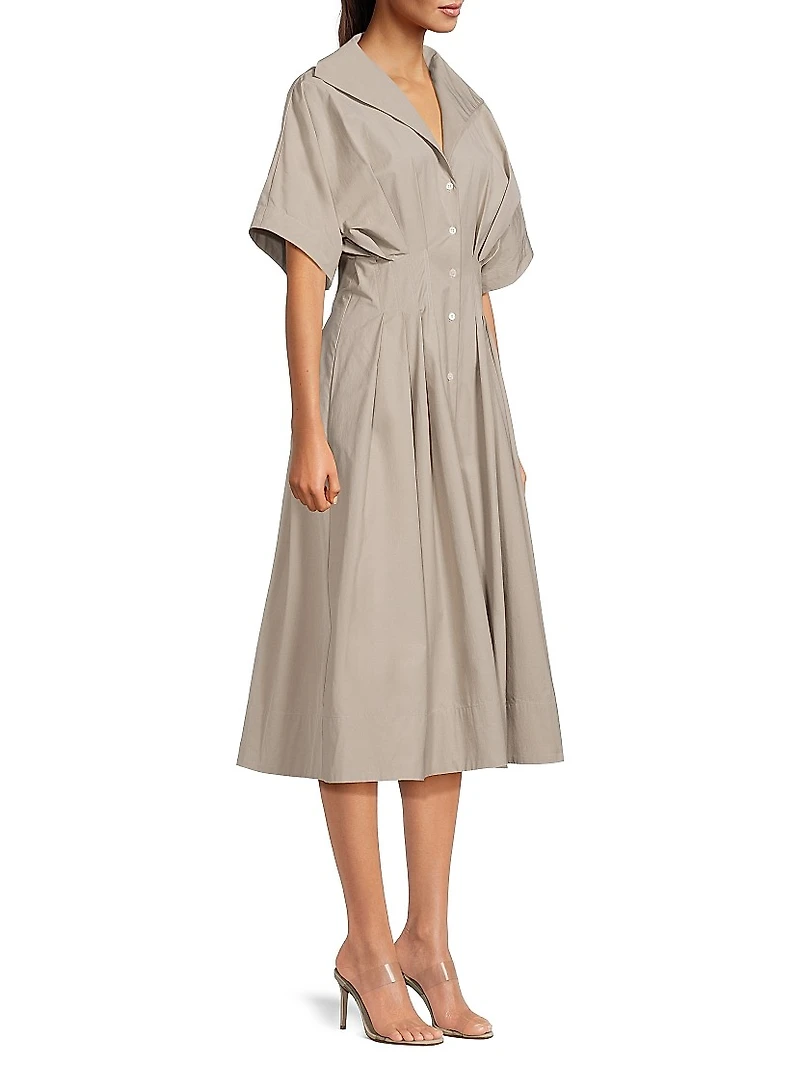 Tech Cotton Taffeta Pleat Release Dress