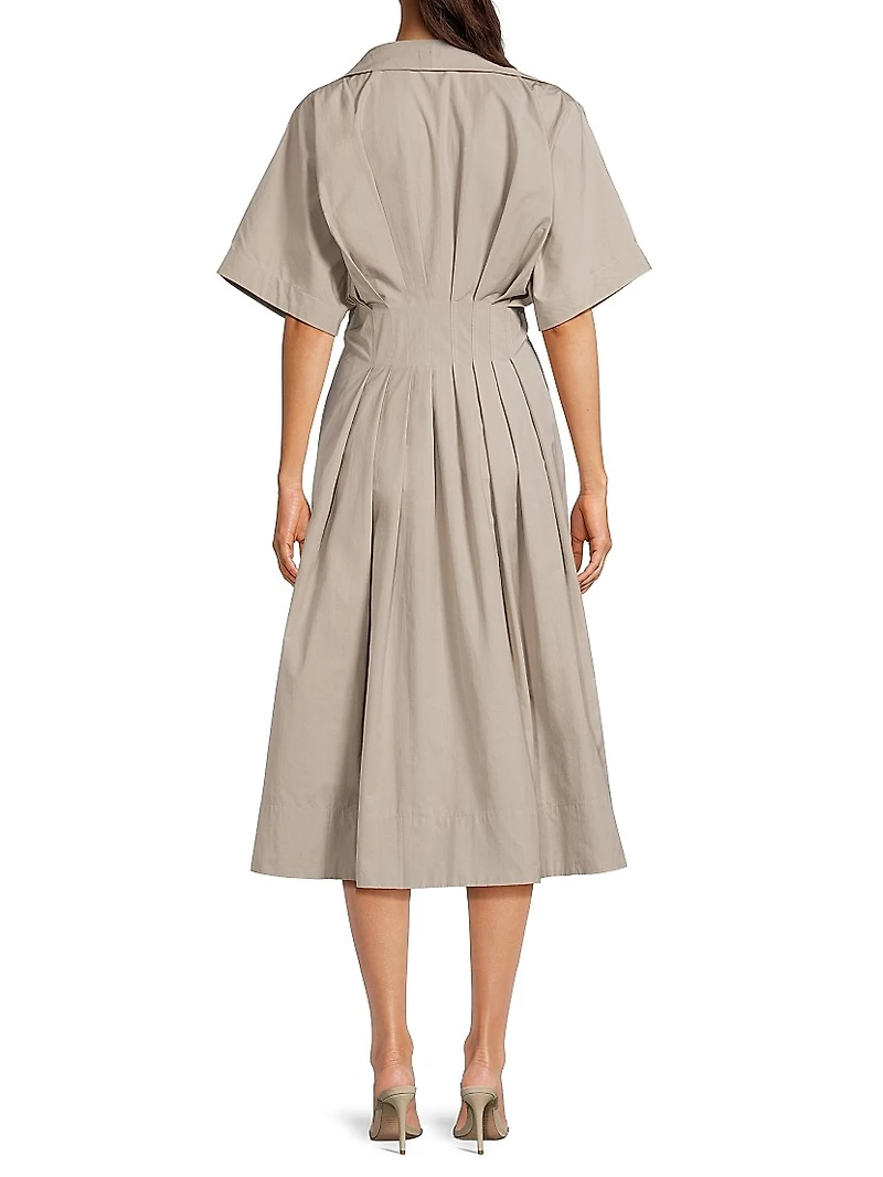 Tech Cotton Taffeta Pleat Release Dress