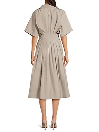 Tech Cotton Taffeta Pleat Release Dress