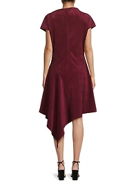 Vegan Luxe Suede Asymmetric Drape Neck Dress