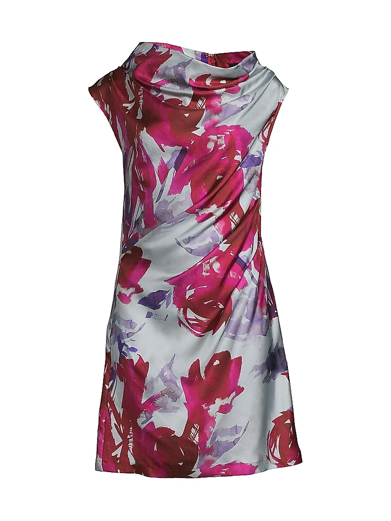 Mira Asymmetric Funnel Neck Minidress