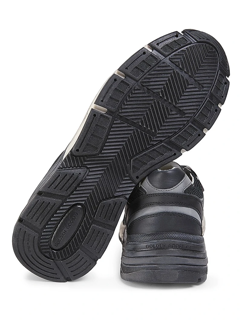 Dad Running Mesh & Leather Low-Top Sneakers