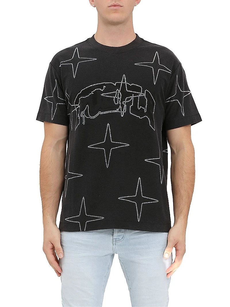 Rhinestone Cotton Jersey T-Shirt