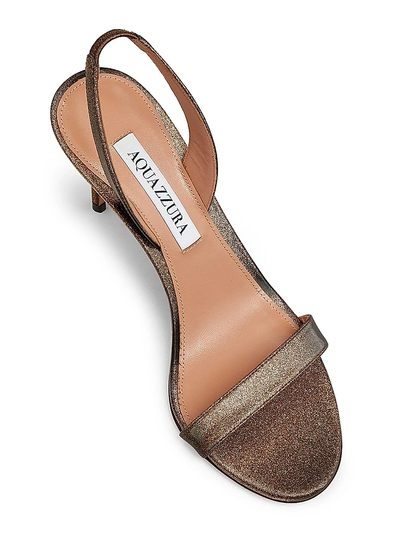 So Nude 85MM Metallic Leather Slingback Sandals