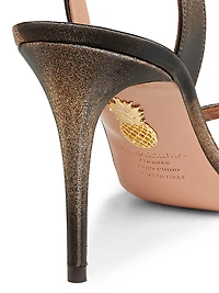 So Nude 85MM Metallic Leather Slingback Sandals