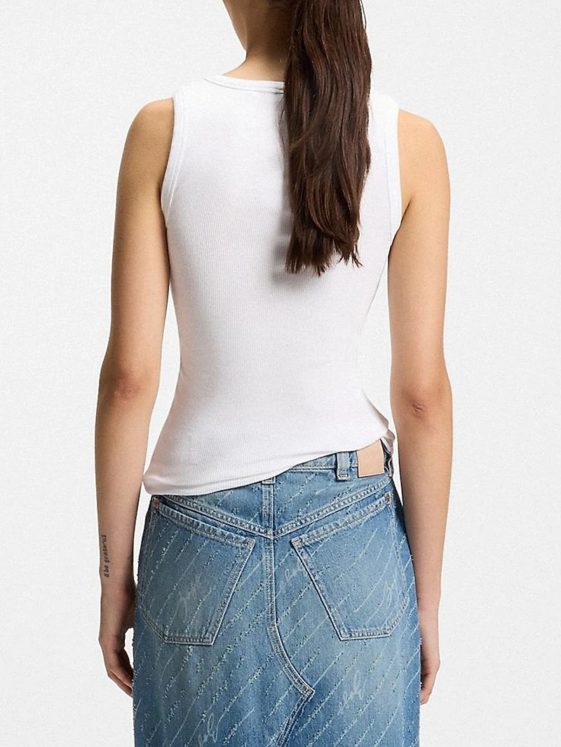 Stretch-Cotton Slim-Fit Vest with Ribbed Structure