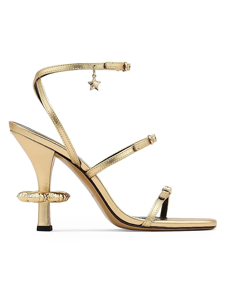 The Daisy Heel 100MM Metallic Leather Sandals