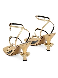 The Daisy Heel 100MM Metallic Leather Sandals