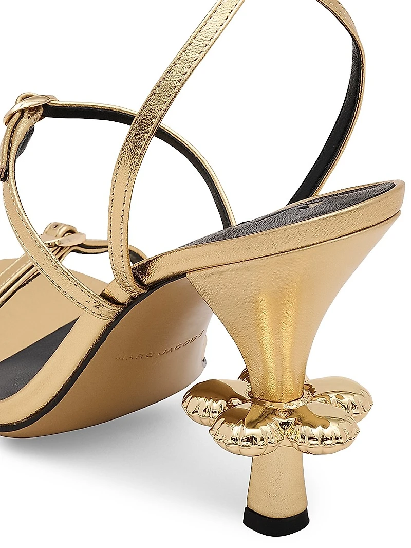 The Daisy Heel 100MM Metallic Leather Sandals