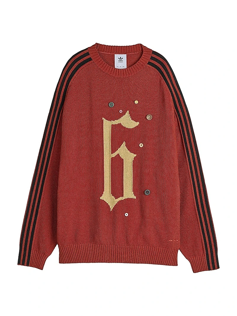adidas x SFTM ADI006 Button-Detail Cotton Crewneck Sweater