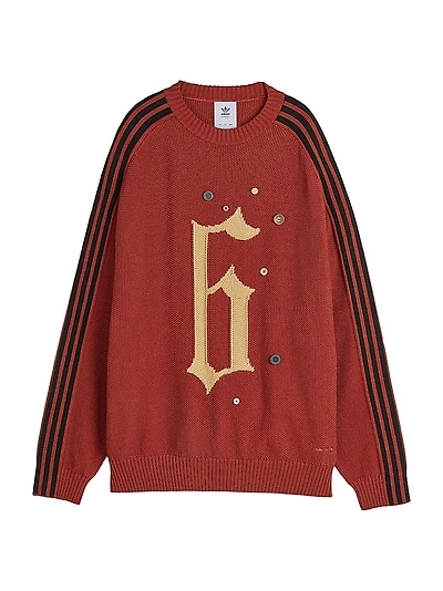 adidas x SFTM ADI006 Button-Detail Cotton Crewneck Sweater